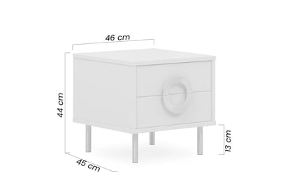 Nočný stolík Nubo 46 cm so zásuvkami - kašmír / čierne nožičky Nočný Stolík Nubo 46 cm so zásuvkami - kašmír / Čierny