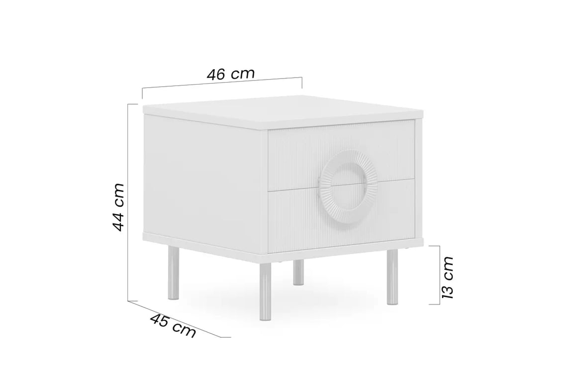 Nočný stolík Nubo 46 cm so zásuvkami - kašmír / čierne nožičky Nočný Stolík Nubo 46 cm so zásuvkami - kašmír / Čierny