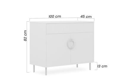 Komoda Nubo 100 cm so zásuvkou - kašmír / čierne nožičky Komoda Nubo 100 cm z szuflada - kašmír / Čierny