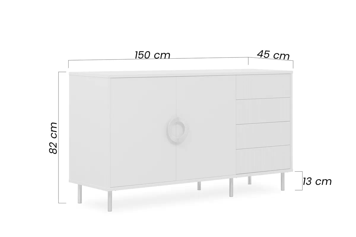 Komoda Nubo 150 cm so zásuvkami - kašmírová / čierna Komoda Nubo 150 cm so zásuvkami - kašmír / Čierny
