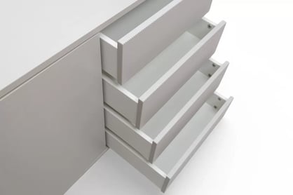 Komoda Nubo 150 cm so zásuvkami - kašmír / čierne nožičky Komoda Nubo 150 cm so zásuvkami - kašmír / Čierny