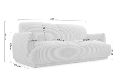 Pohovka Cubero do obývacího pokoje - šedý plyš Tilia 90 Pohovka Cubero pro obývacího pokoje - šedá plusz Tilia 90