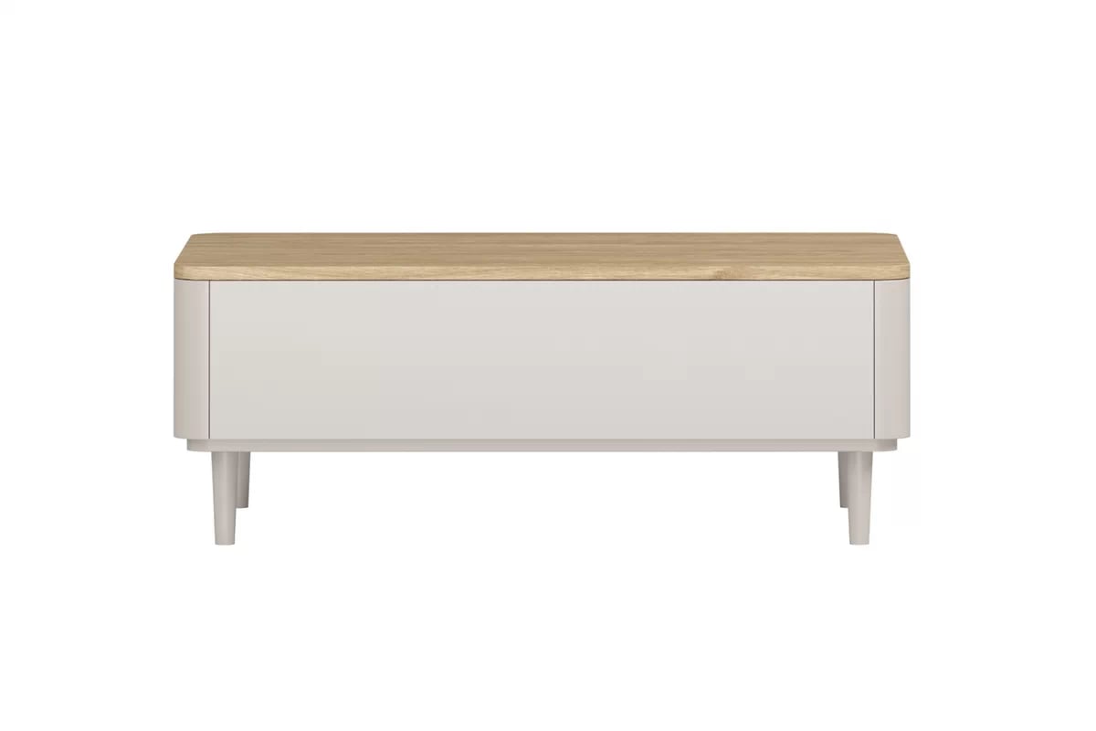 Konferenčný stolík Amilio 100 cm so zásuvkami - kašmírová / olejovaný dub Stolík kawowy Amilio 100 cm so zásuvkami na nôžkach - kašmír / Dub olejowany