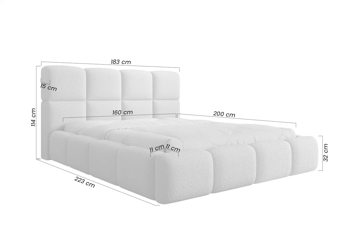 Manželská posteľ Cloud 160x200 s úložným priestorom - sivé buklé Quelle 83 Posteľ čalúnená Cloud 160x200 S vnútorným úložným priestorom- šedá bukla Quelle 83