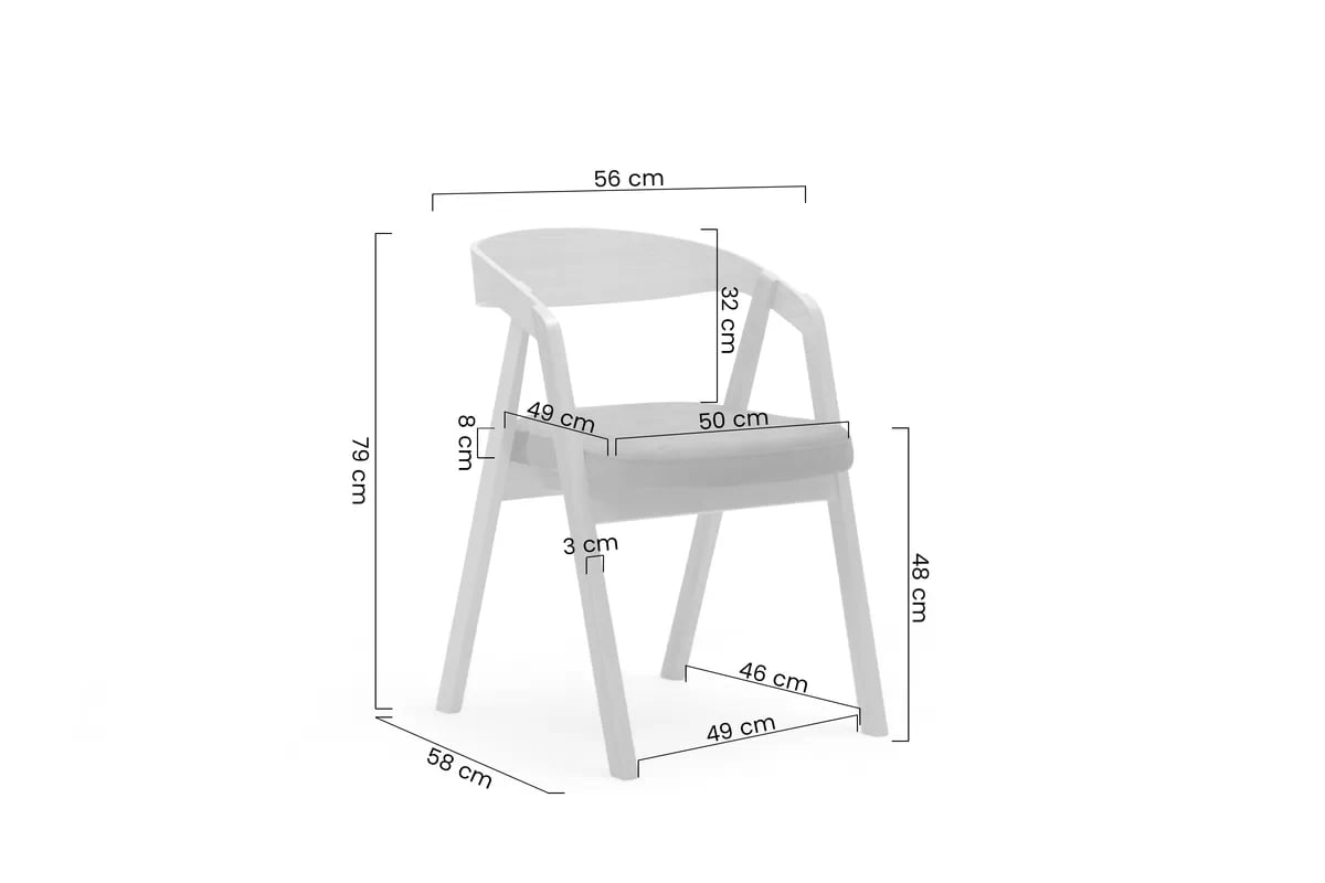 Dřevěná jídelní židle Elvarin s čalouněným sedákem – šedý šenil Wind 90 / lakovaný dub židle dřevěná Elvarin s čalouněným sedákem - šedá šenil Wind 90 / dub lakierowany
