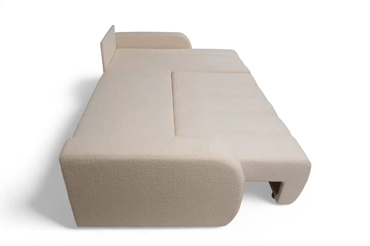 Rohová pohovka Lapios pravá s funkcí spánku - béžový samet Matt Velvet 9 Rohová sedací souprava Lapios rozkládací pravá - béžová welwet Matt Velvet 9