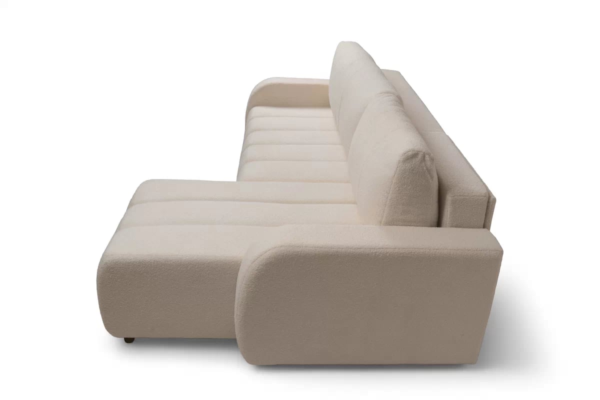 Rohová pohovka Lapios pravá s funkcí spánku - béžový samet Matt Velvet 9 Rohová sedací souprava Lapios rozkládací pravá - béžová welwet Matt Velvet 9