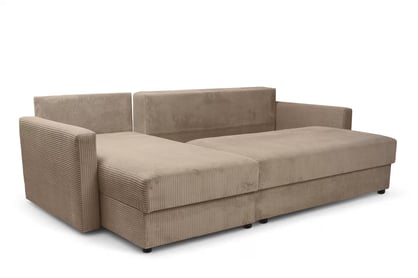 Rozkládací rohová sedačka Laveris univerzální pravá/levá - béžová tkanina Gemma 13 Rohová sedací souprava Laveris rozkladany uniwersalny prawo/levá - béžová plecionka Gemma 13