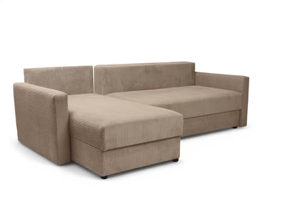 Rozkládací rohová sedačka Laveris univerzální pravá/levá - béžová tkanina Gemma 13 Rohová sedací souprava Laveris rozkladany uniwersalny prawo/levá - béžová plecionka Gemma 13