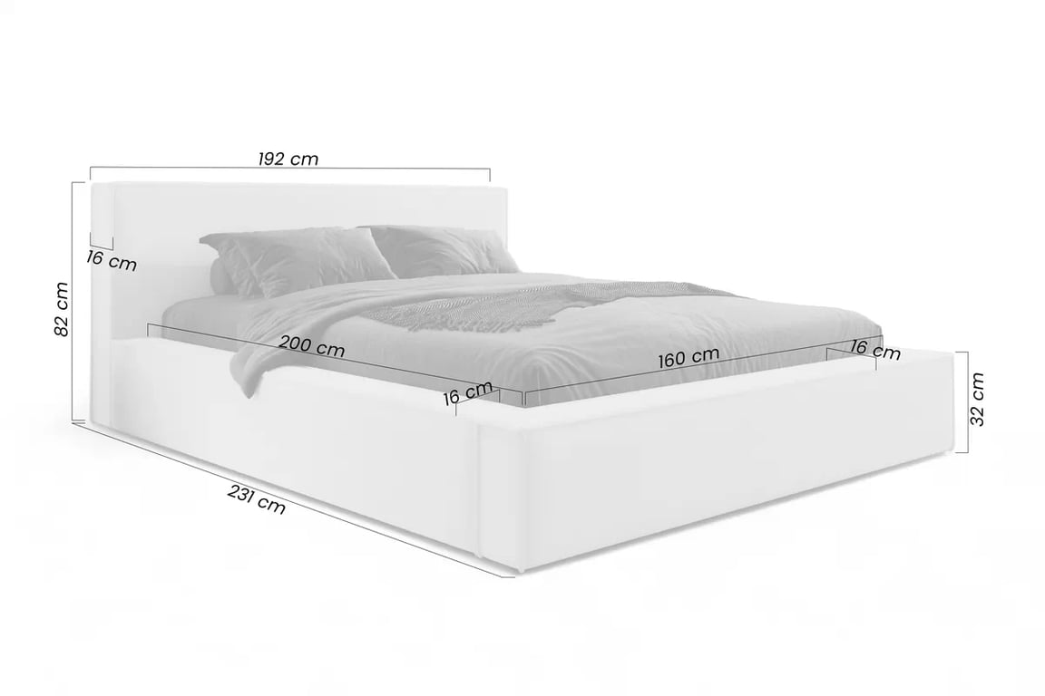 Čalouněná postel Nirello 160x200 s úložným prostorem - béžová bouclé Quelle 05 Postel čalouněné Nirello 160x200 s úložným prostorem- béžová bukla Quelle 05