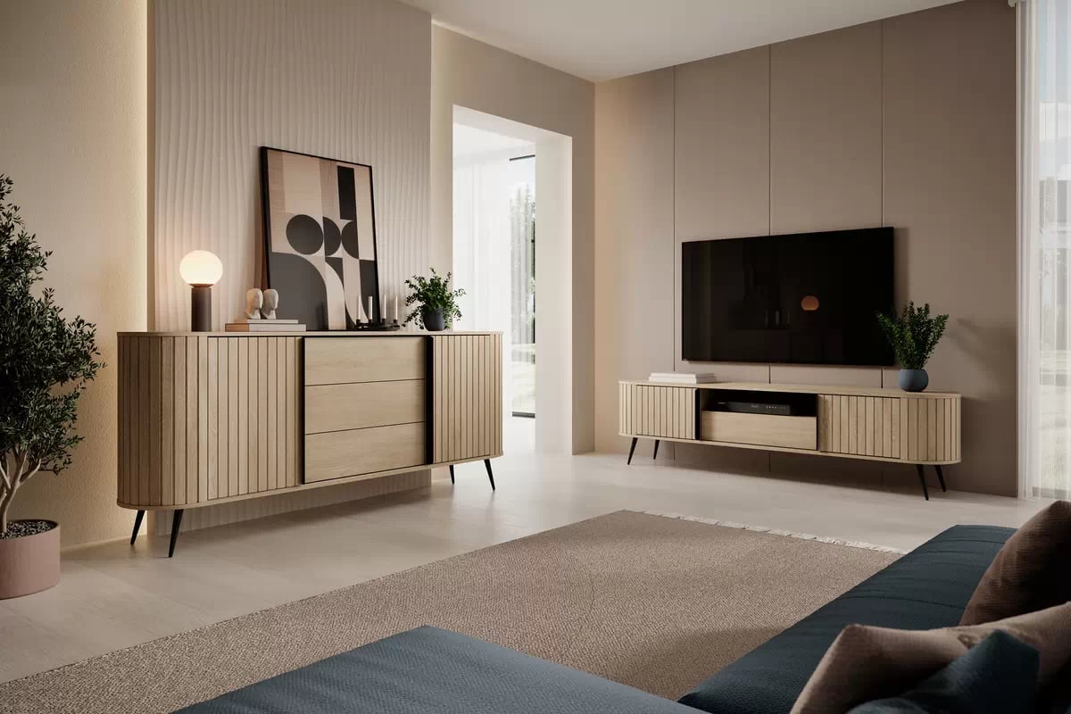 TV stolík Luvio 196 cm so zásuvkou - dub cremona TV skrinka Luvio 196 cm z szuflada - Dub cremona