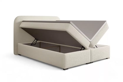 Kontinentálna posteľ Eleris 180x200 s úložným priestorom - svetlobéžová buklé Quelle 02 Boxspring posteľ Elaris 180x200 s úložným priestorom - svetlý Béžová bukla Quelle 02 
