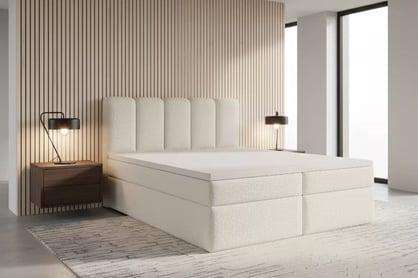 Kontinentálna posteľ Tenor 180x200 s úložným priestorom - svetlobéžová bouclé Quelle 02 Boxspring posteľ Tenor 180x200 s úložným priestorom - svetlý Béžová bukla Quelle 02 