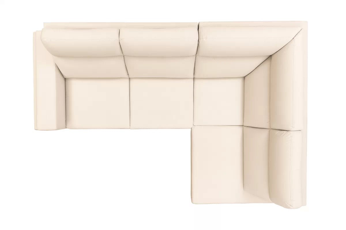 Rohová sedačka Loario L pravostranná se širokou, vybráním područkou - krémová tkanina Sand 03 Rohová sedací souprava Loario L pravá z szerokim, wcietym bokiem - kremowa Pletenina Sand 03