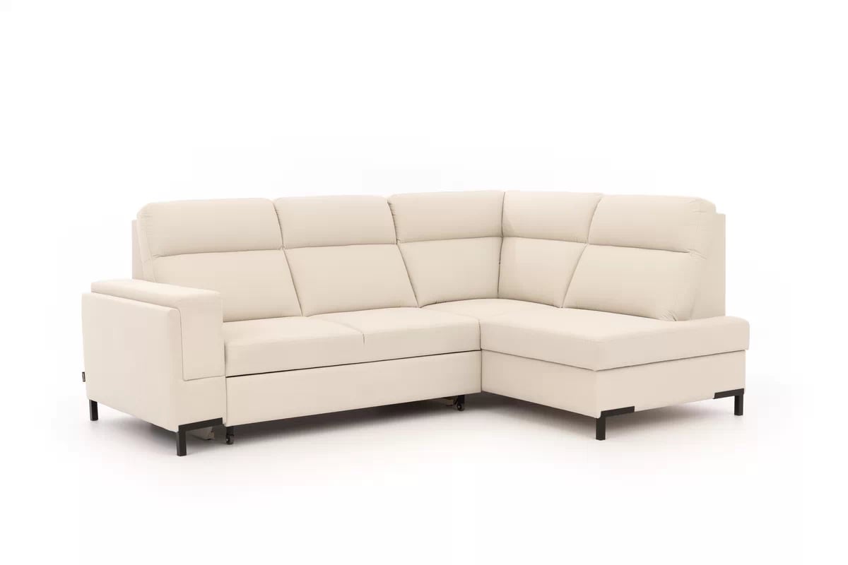 Rohová sedačka Loario L pravostranná se širokou, vybráním područkou - krémová tkanina Sand 03 Rohová sedací souprava Loario L pravá z szerokim, wcietym bokiem - kremowa Pletenina Sand 03