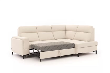 Rohová sedačka Loario L pravostranná so širokým, vyrezaným bokom - krémová látka Sand 03 Rohová sedacia súprava Loario L pravá strana z szerokim, wcietym bokiem - kremowa dzianina Sand 03