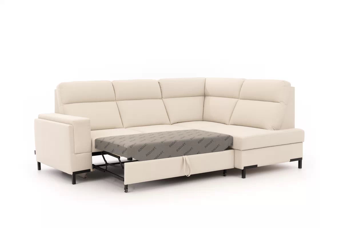 Rohová sedačka Loario L pravostranná se širokou, vybráním područkou - krémová tkanina Sand 03 Rohová sedací souprava Loario L pravá z szerokim, wcietym bokiem - kremowa Pletenina Sand 03