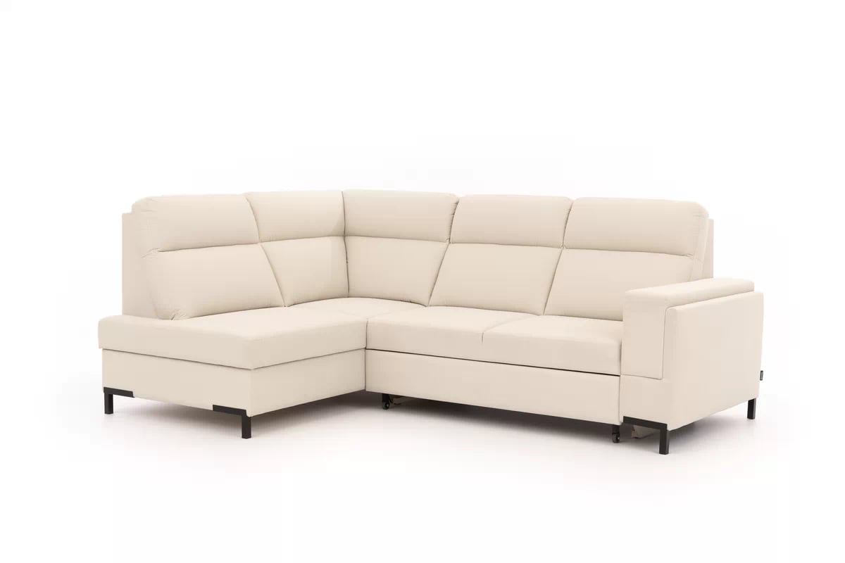 Rohová pohovka Loario L levostranná se širokým, vykrojeným bokem - krémová tkanina Sand 03 Rohová sedací souprava Loario L levá z szerokim, wcietym bokiem - Sand 03