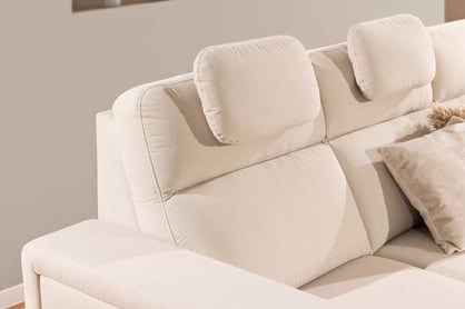 Rohová sedačka Loario L pravostranná se širokým bokem - krémová tkanina Sand 03 Rohová sedací souprava Loario L pravá z szerokim bokiem - Sand 03