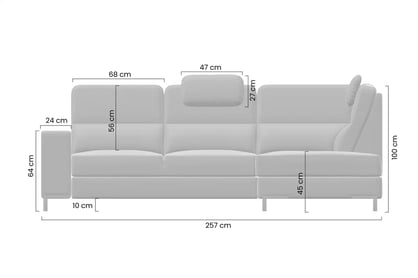 Rohová sedačka Loario L pravostranná se širokým bokem - krémová tkanina Sand 03 Rohová sedací souprava Loario L pravá z szerokim bokiem - Sand 03
