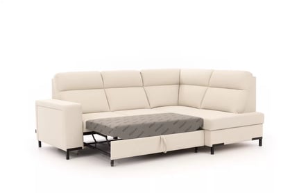 Rohová sedačka Loario L pravostranná se širokým bokem - krémová tkanina Sand 03 Rohová sedací souprava Loario L pravá z szerokim bokiem - Sand 03