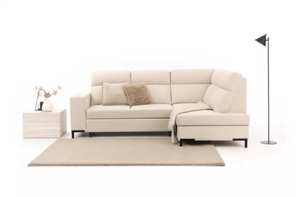 Rohová sedačka Loario L pravostranná se širokým bokem - krémová tkanina Sand 03 Rohová sedací souprava Loario L pravá z szerokim bokiem - Sand 03