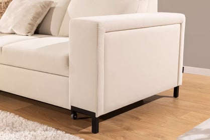 Rohová pohovka Loario L levostranná se širokým bokem - krémová látka Sand 03 Rohová sedací souprava Loario L levá z szerokim bokiem - Sand 03