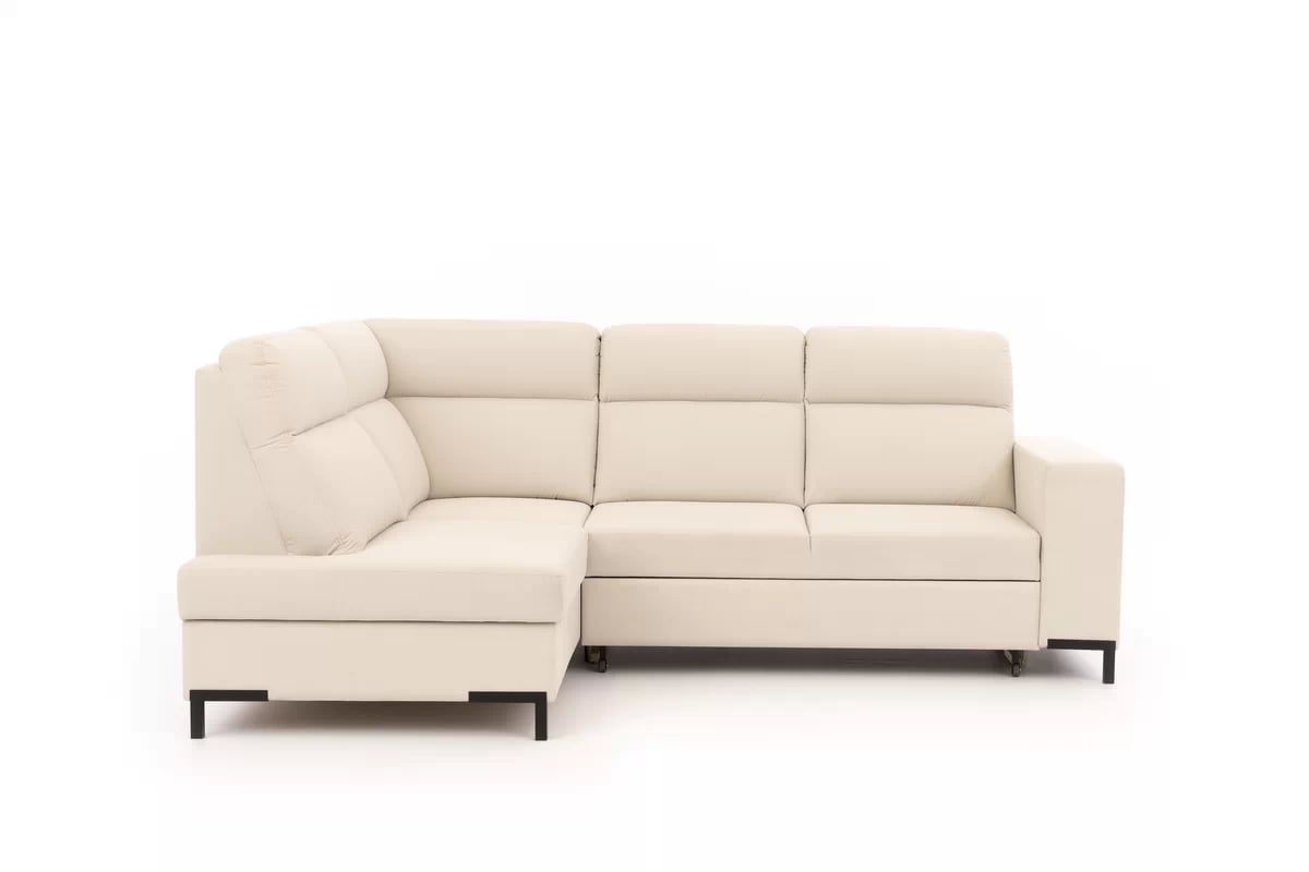 Rohová pohovka Loario L levostranná se širokým bokem - krémová látka Sand 03 Rohová sedací souprava Loario L levá z szerokim bokiem - Sand 03