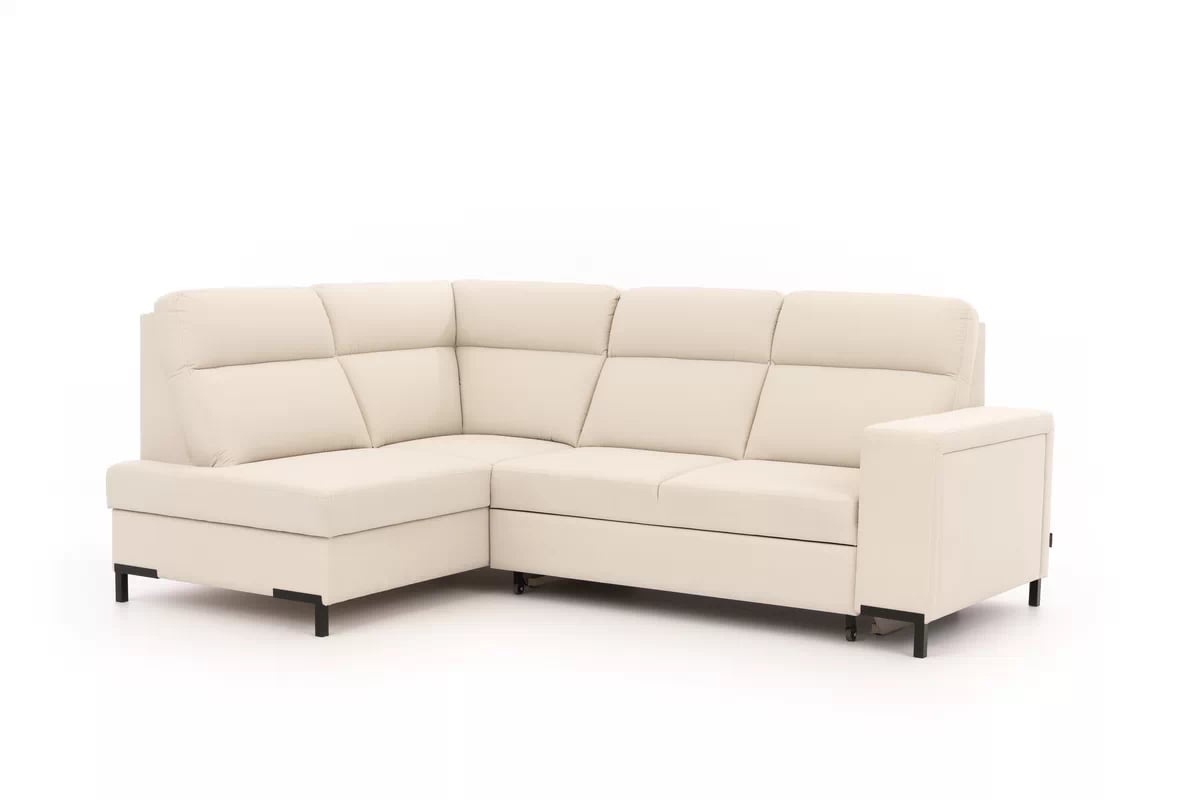 Rohová pohovka Loario L levostranná se širokým bokem - krémová látka Sand 03 Rohová sedací souprava Loario L levá z szerokim bokiem - Sand 03