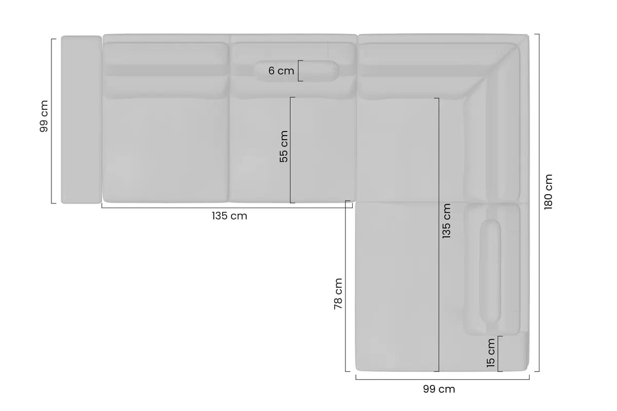 Rohová pohovka Loario L levostranná se širokým bokem - krémová látka Sand 03 Rohová sedací souprava Loario L levá z szerokim bokiem - Sand 03