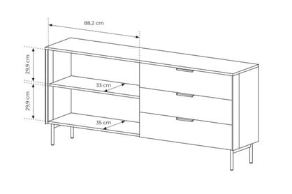 Komoda Auri 181 cm so zásuvkami a osvetlením - dub dunin / čierna Komoda Auri 181 cm so zásuvkami i oswietleniem - Dub dunin / Čierny