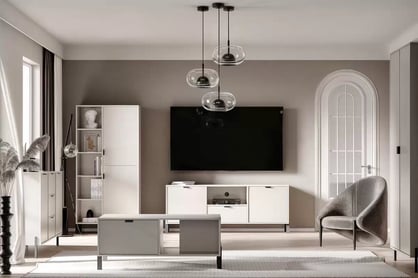 Regál Cremona 80 cm so skrinkami ľavostranný - piesková béžová Regál Cremona 80 cm z szafkami Ľavá strana - Béžová Pieskový 