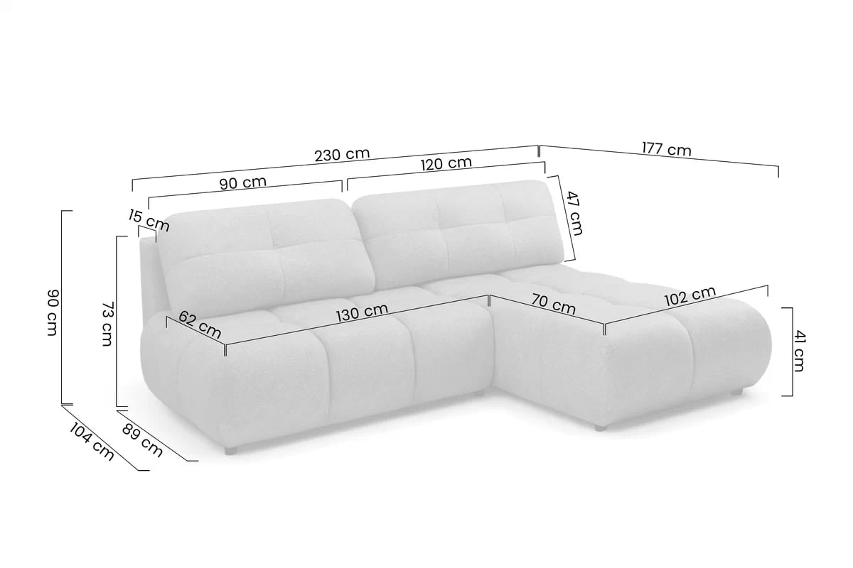 Rohová sedačka Lerio ľavostranná s rozkladom na spanie - svetlosivá hydrofóbna látka Blur 18 Rohová sedacia súprava Lerio s funkciou spánku - Blur 18
