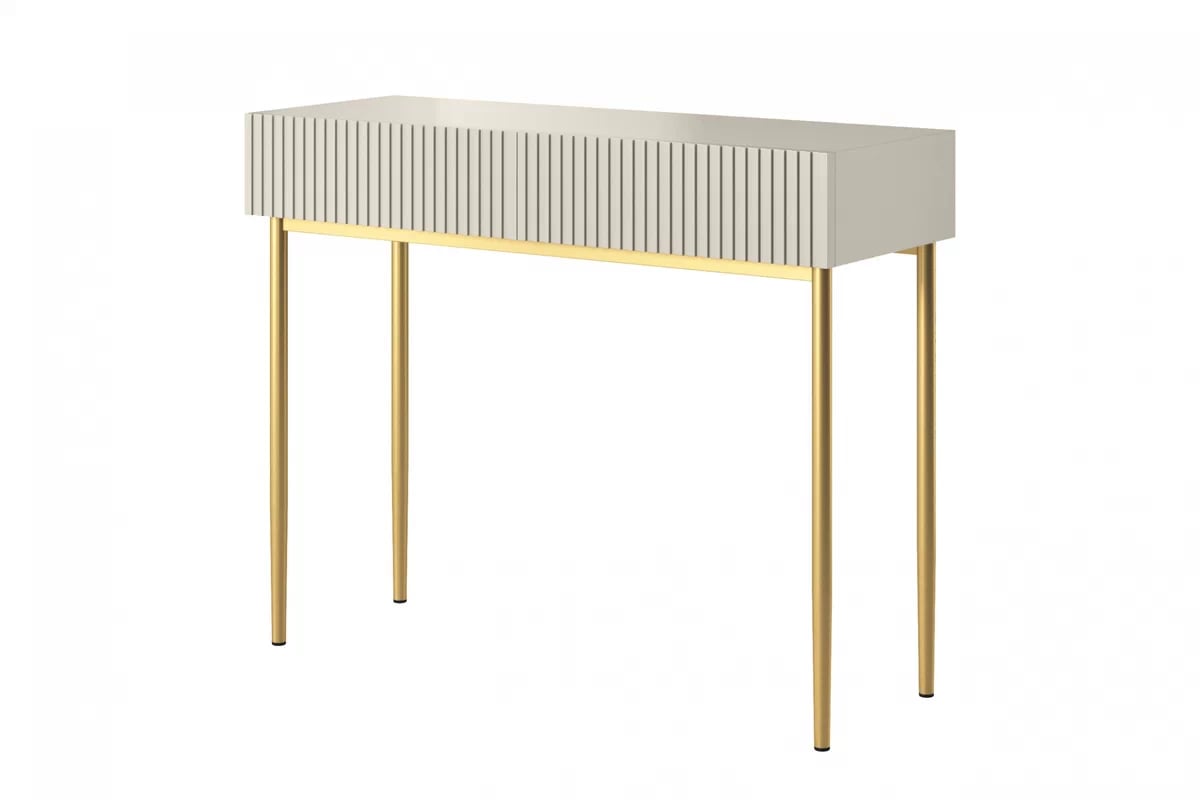 Konzolový stolek Nicole 100 cm se zásuvkami - kašmír / zlaté nohy konzole Nicole 100 cm se zásuvkami - kašmír / zlote nozki