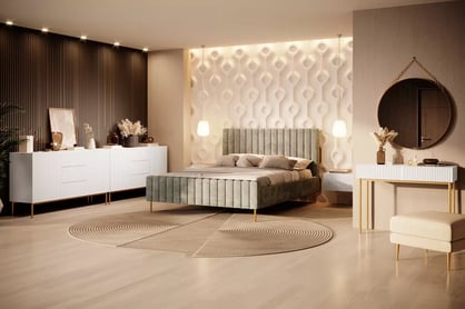 Konzolový stolek Nicole 100 cm se zásuvkami - bílý mat / zlaté nohy konzole Nicole 100 cm se zásuvkami - bílý mat / zlote nozki