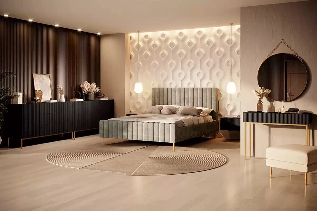 Konzolový stolek Nicole 100 cm se zásuvkami - černý mat / zlaté nohy konzole Nicole 100 cm se zásuvkami - černá mat / zlote nozki