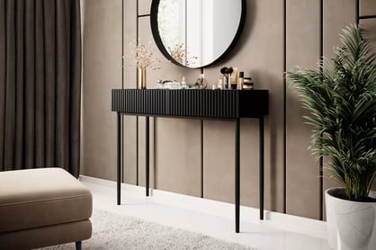 Konzolový stolek Nicole 100 cm se zásuvkami - černý mat / černé nohy konzole Nicole 100 cm se zásuvkami - černá mat / černá nozki