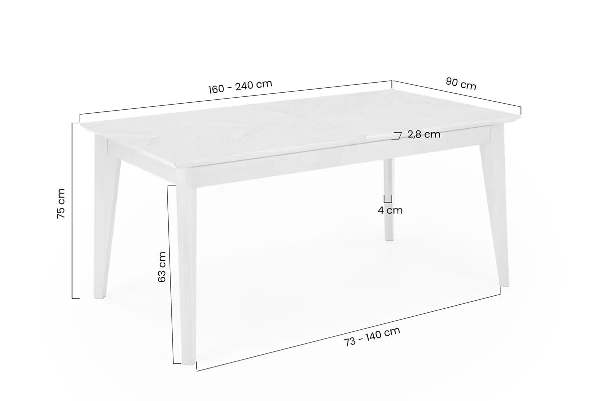 Rozkládací jídelní stůl Liroden 160-240x90 cm dřevěný - dub přírodní / černá Stůl rozkladany Liroden 160-240x90 cm dřevo - dub přírodní / černá