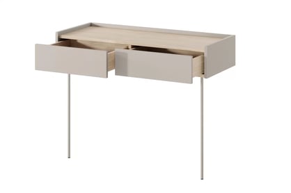 Konzolový Stolík Desin 100 cm so zásuvkami i metalowymi nogami - kašmír / Dub nagano Konzolový Stolík Desin 100 cm so zásuvkami i metalowymi nogami - kašmír / Dub nagano