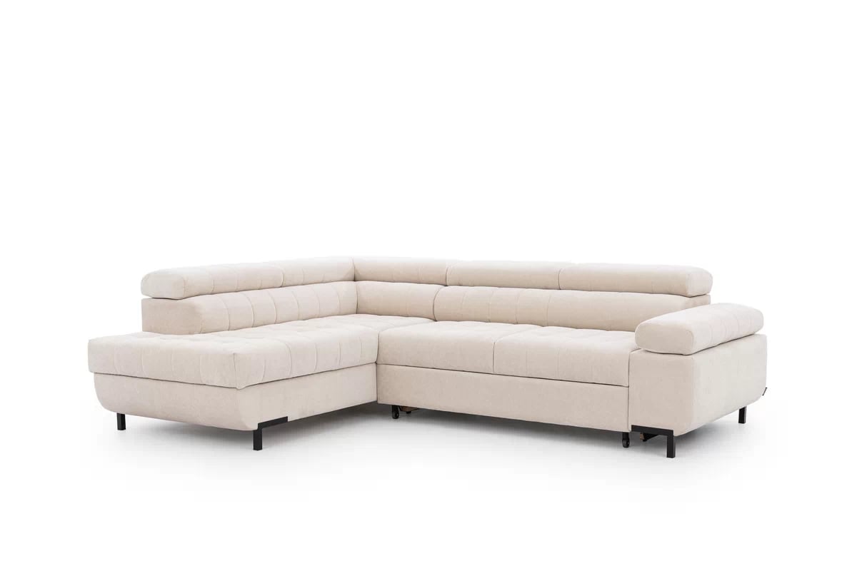  Rohová rozkladacia sedacia súprava Tyrion L ľavá - béžový šenil Ditra New 20  Rohová sedacia súprava Ľavá strana rozkladany do obývacej izby Tyrion L - béžový šenil Ditra New 20 