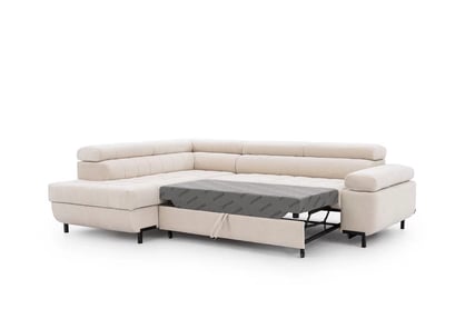  Rohová rozkladacia sedacia súprava Tyrion L ľavá - béžový šenil Ditra New 20  Rohová sedacia súprava Ľavá strana rozkladany do obývacej izby Tyrion L - béžový šenil Ditra New 20 