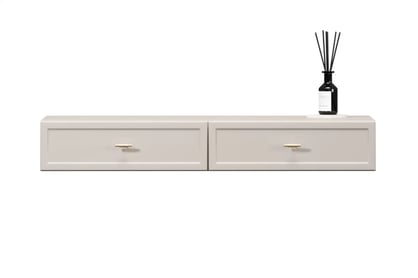 Konzolový Stolík závesná Lorini 100 cm so zásuvkami - kašmír / zlote úchyty T-bar Konzolový Stolík závesná Lorini 100 cm so zásuvkami - kašmír / zlote úchyty T-bar