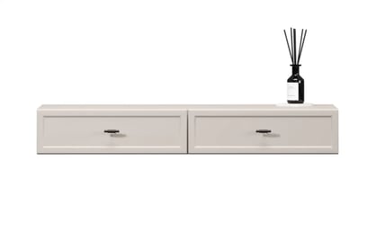 Konzolový Stolík závesná Lorini 100 cm so zásuvkami - kašmír / čierny úchyty T-bar Konzolový Stolík závesná Lorini 100 cm so zásuvkami - kašmír / čierny úchyty T-bar