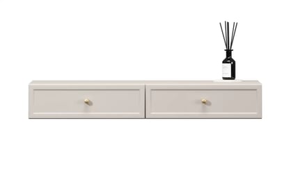 Závěsná konzole Lorini 100 cm se zásuvkami - kašmír / zlaté úchyty konzole závěsná Lorini 100 cm se zásuvkami - kašmír / zlote Úchytky