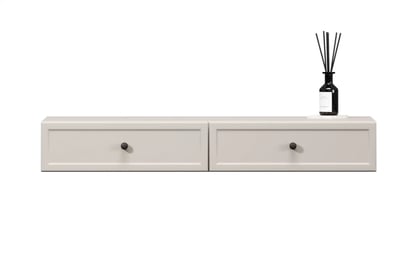 Konzolový Stolík závesná Lorini 100 cm so zásuvkami - kašmír / čierny úchyty Konzolový Stolík závesná Lorini 100 cm so zásuvkami - kašmír / čierny úchyty