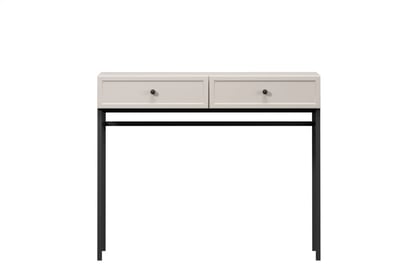 Konzolový stolek Lorini 100 cm se zásuvkami - kašmír, černé úchyty, kovová konstrukce 	Toaletní stolek Lorini 100 cm se zásuvkami - kašmír / černá Úchytky / Rošt