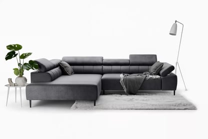 Rohová sedačka Taloria L s elektricky výsuvným sedadlom ľavostranná - grafitový ľahko čistiteľný zamat Zetta 305 / čierne nohy Rohová sedacia súprava s elektricky výsuvným sedákem Taloria L Ľavá strana - Grafitový zamat ľahkočistiaci Zetta 305 / nožičky čierny - Koncovka Série