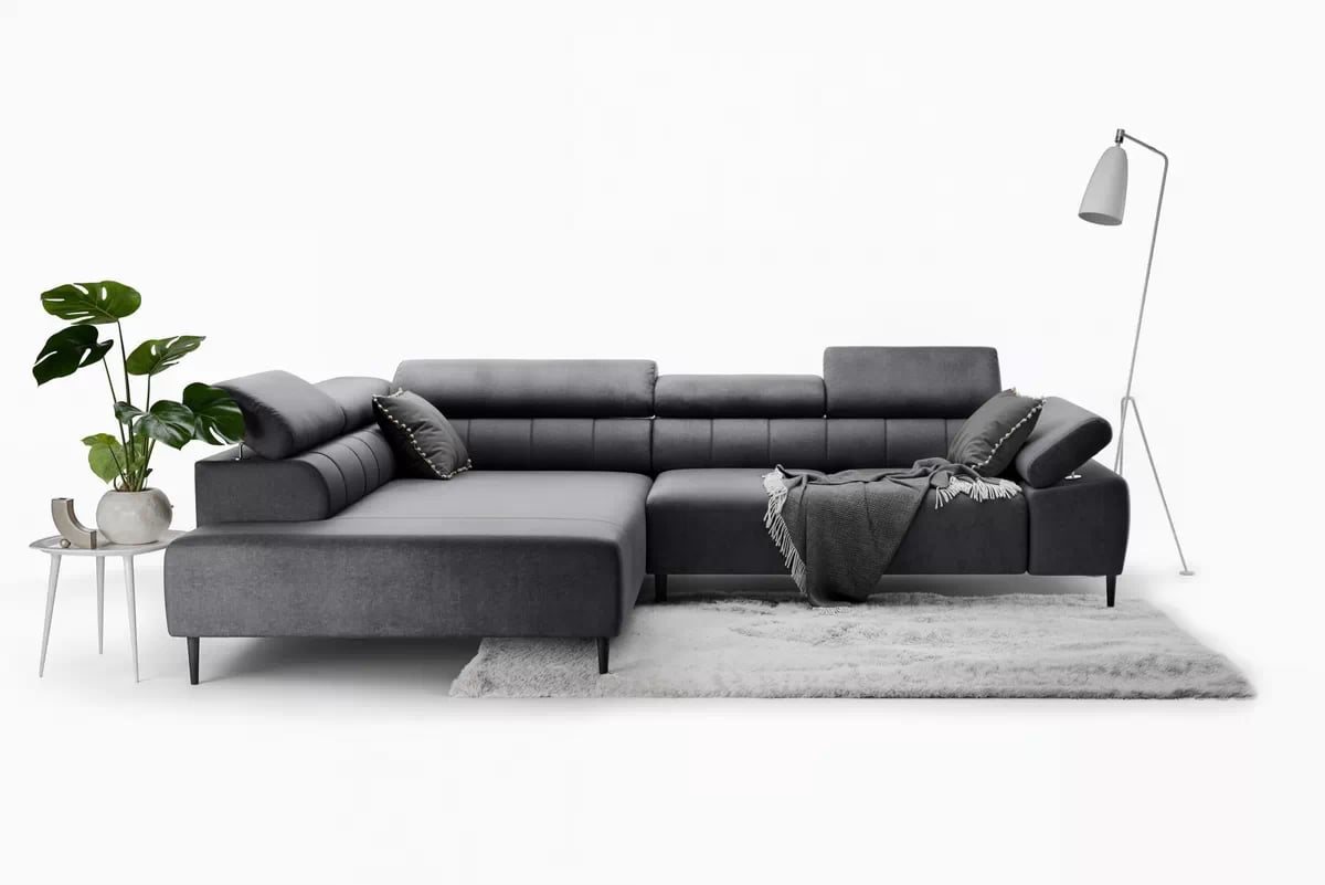 Rohová sedačka Taloria L s elektricky výsuvným sedadlom ľavostranná - grafitový ľahko čistiteľný zamat Zetta 305 / čierne nohy Rohová sedacia súprava s elektricky výsuvným sedákem Taloria L Ľavá strana - Grafitový zamat ľahkočistiaci Zetta 305 / nožičky čierny - Koncovka Série