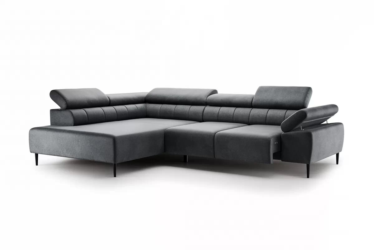 Rohová sedačka Taloria L s elektricky výsuvným sedadlom ľavostranná - grafitový ľahko čistiteľný zamat Zetta 305 / čierne nohy Rohová sedacia súprava s elektricky výsuvným sedákem Taloria L Ľavá strana - Grafitový zamat ľahkočistiaci Zetta 305 / nožičky čierny - Koncovka Série