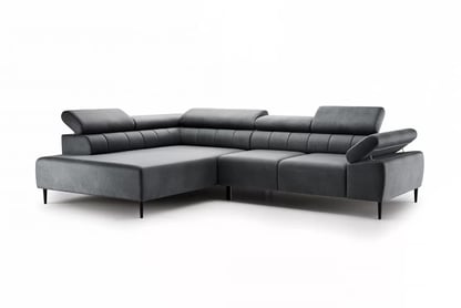 Rohová sedačka Taloria L s elektricky výsuvným sedadlom ľavostranná - grafitový ľahko čistiteľný zamat Zetta 305 / čierne nohy